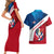 Dominican Republic Flag Couples Matching Short Sleeve Bodycon Dress and Hawaiian Shirt with Map National Coat of Arms Island Silhouette - Wonder Print Shop