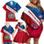 Dominican Republic Flag Family Matching Off Shoulder Short Dress and Hawaiian Shirt with Map National Coat of Arms Island Silhouette - Wonder Print Shop