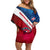 Dominican Republic Flag Family Matching Off Shoulder Short Dress and Hawaiian Shirt with Map National Coat of Arms Island Silhouette - Wonder Print Shop