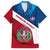 Dominican Republic Flag Family Matching Short Sleeve Bodycon Dress and Hawaiian Shirt with Map National Coat of Arms Island Silhouette - Wonder Print Shop