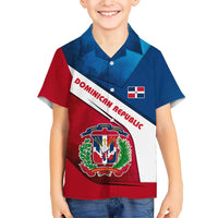 Dominican Republic Flag Family Matching Short Sleeve Bodycon Dress and Hawaiian Shirt with Map National Coat of Arms Island Silhouette - Wonder Print Shop