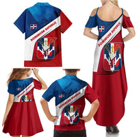Dominican Republic Flag Family Matching Summer Maxi Dress and Hawaiian Shirt with Map National Coat of Arms Island Silhouette - Wonder Print Shop