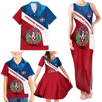 Dominican Republic Flag Family Matching Tank Maxi Dress and Hawaiian Shirt with Map National Coat of Arms Island Silhouette - Wonder Print Shop