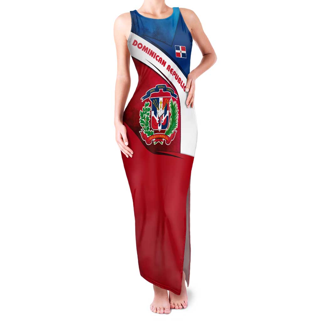 Dominican Republic Flag Family Matching Tank Maxi Dress and Hawaiian Shirt with Map National Coat of Arms Island Silhouette - Wonder Print Shop