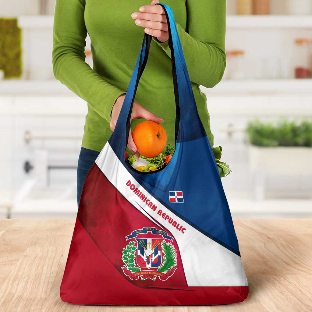 Dominican Republic Flag Grocery Bag with Map National Coat of Arms Island Silhouette - Wonder Print Shop