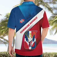 Dominican Republic Flag Hawaiian Shirt with Map National Coat of Arms Island Silhouette - Wonder Print Shop