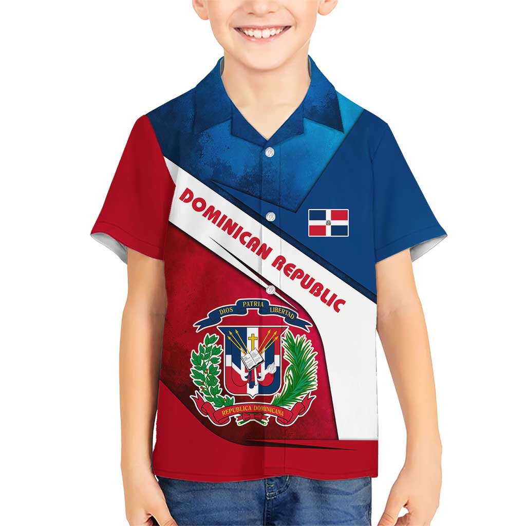 Dominican Republic Flag Hawaiian Shirt with Map National Coat of Arms Island Silhouette - Wonder Print Shop
