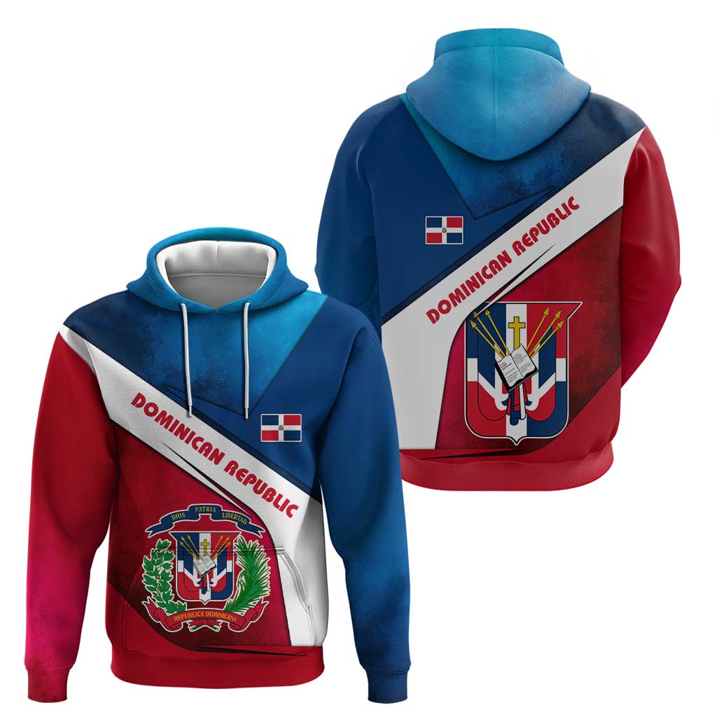 Dominican Republic Flag Hoodie with Map National Coat of Arms Island Silhouette - Wonder Print Shop