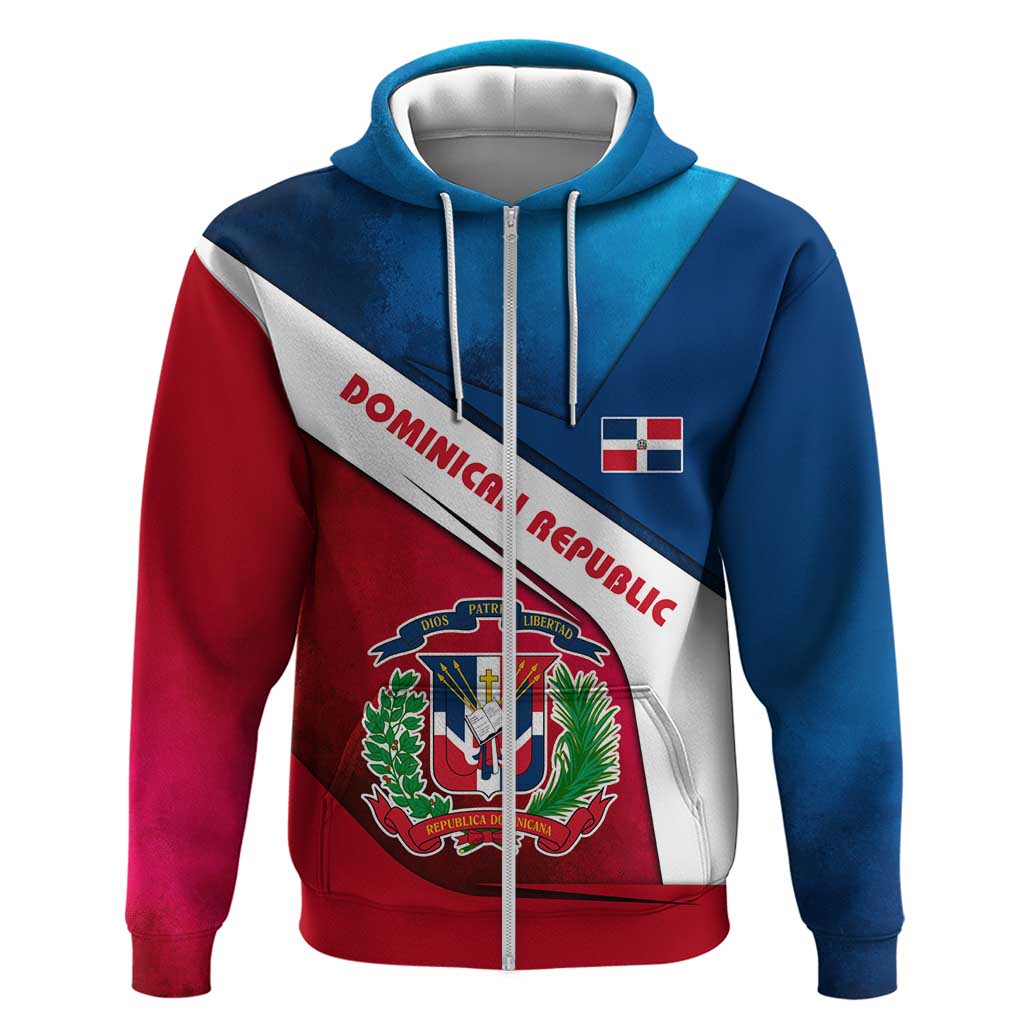 Dominican Republic Flag Hoodie with Map National Coat of Arms Island Silhouette - Wonder Print Shop