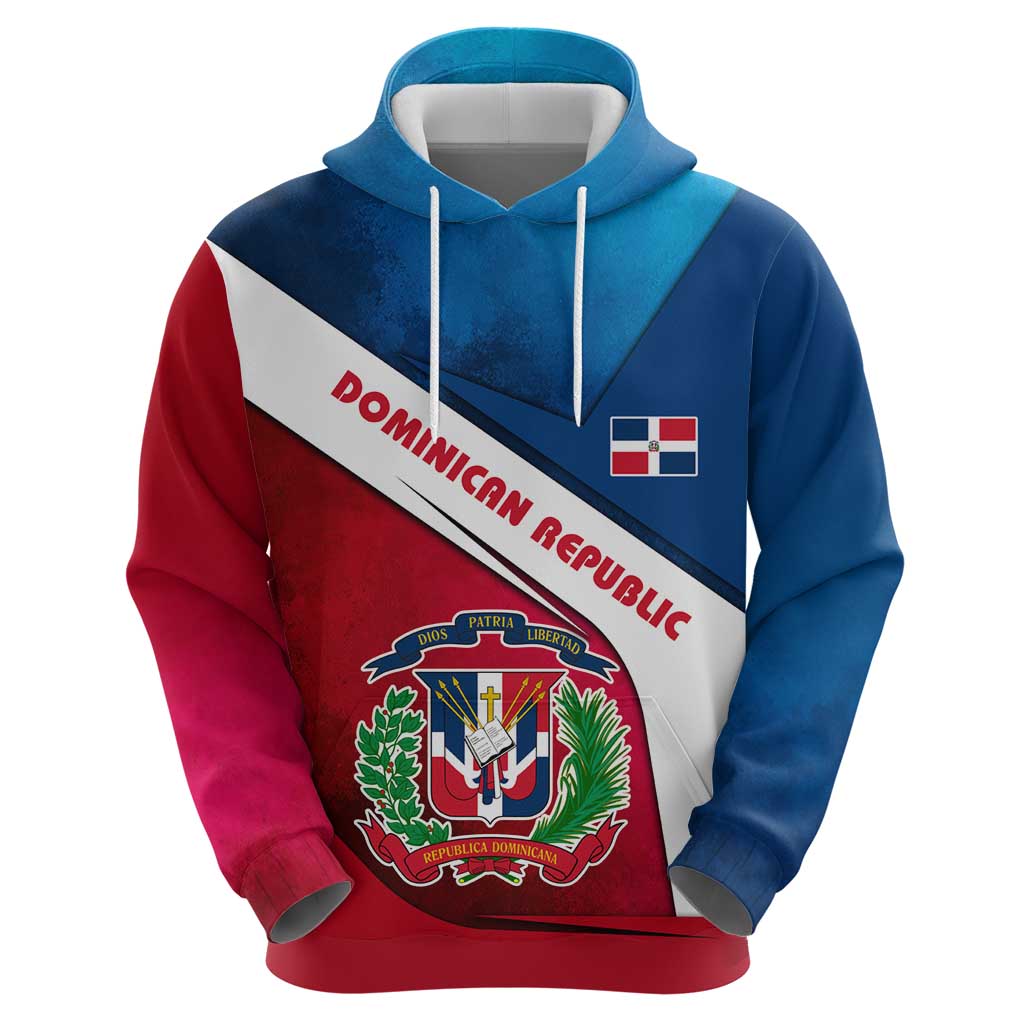 Dominican Republic Flag Hoodie with Map National Coat of Arms Island Silhouette - Wonder Print Shop
