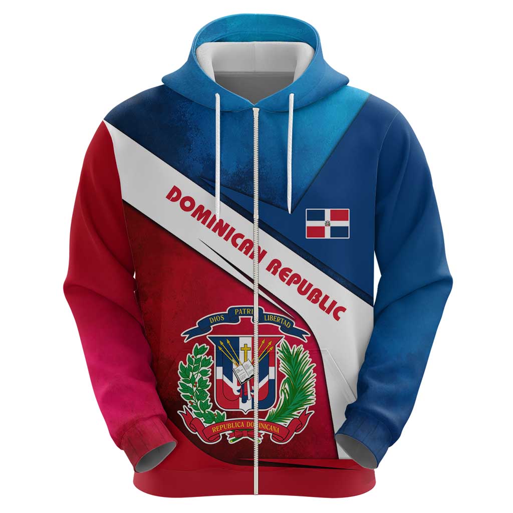 Dominican Republic Flag Hoodie with Map National Coat of Arms Island Silhouette - Wonder Print Shop