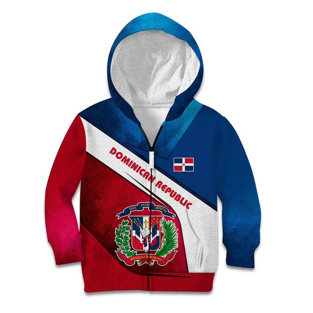 Dominican Republic Flag Kid Hoodie with Map National Coat of Arms Island Silhouette - Wonder Print Shop