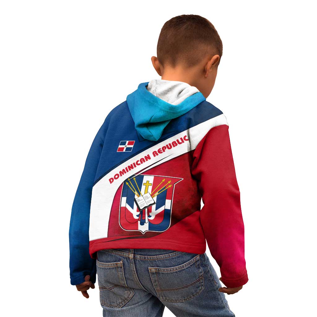 Dominican Republic Flag Kid Hoodie with Map National Coat of Arms Island Silhouette - Wonder Print Shop