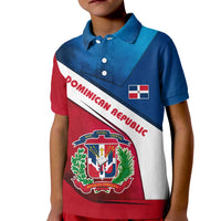 Dominican Republic Flag Kid Polo Shirt with Map National Coat of Arms Island Silhouette - Wonder Print Shop