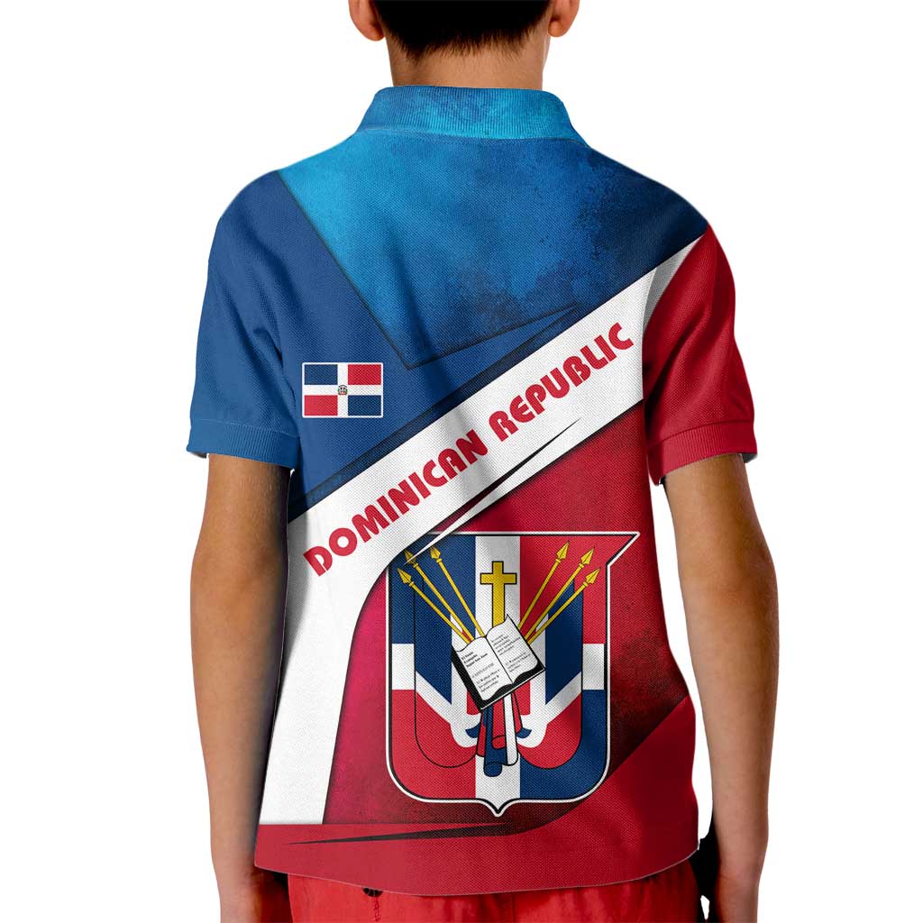 Dominican Republic Flag Kid Polo Shirt with Map National Coat of Arms Island Silhouette - Wonder Print Shop