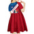 Dominican Republic Flag Kid Short Sleeve Dress with Map National Coat of Arms Island Silhouette - Wonder Print Shop