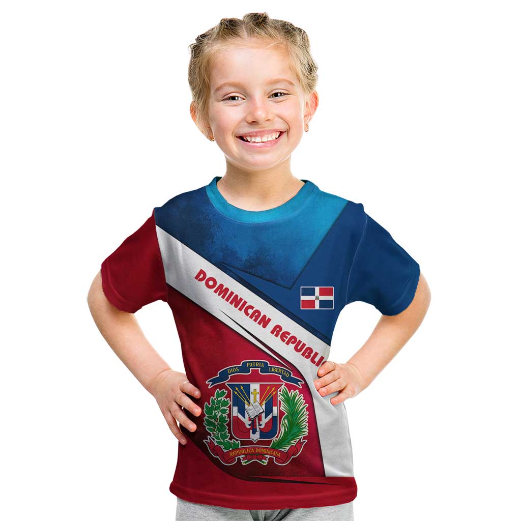 Dominican Republic Flag Kid T Shirt with Map National Coat of Arms Island Silhouette - Wonder Print Shop