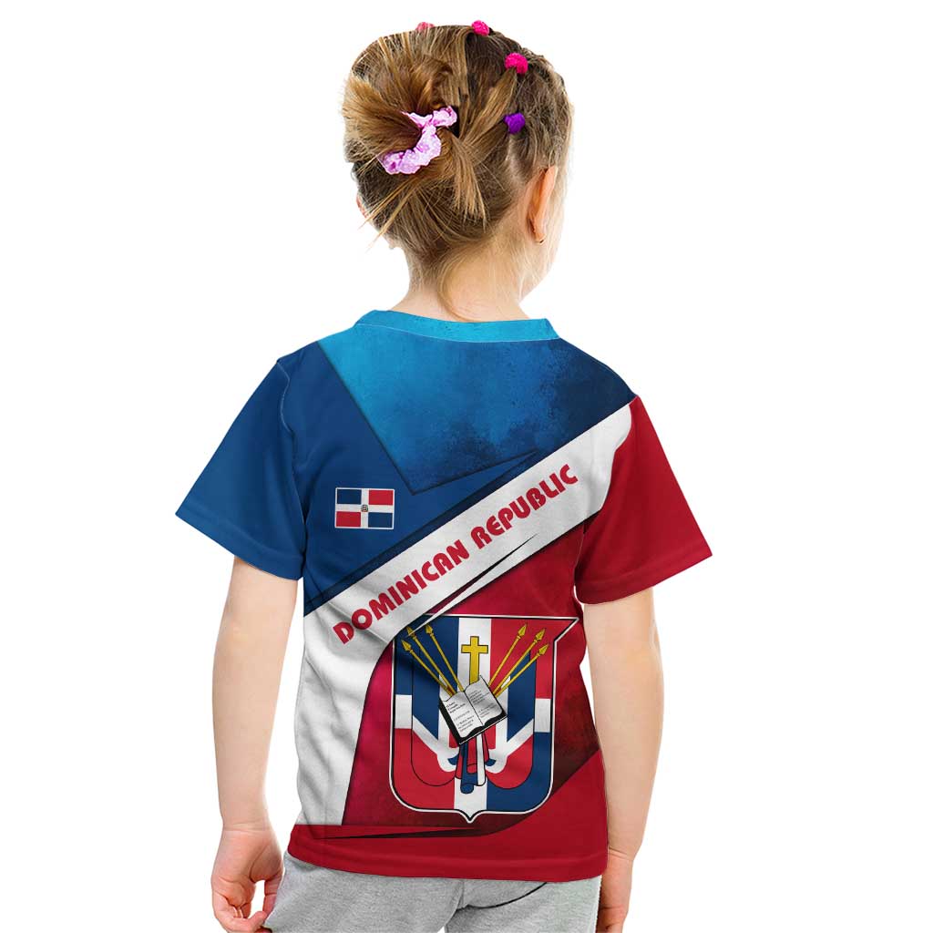 Dominican Republic Flag Kid T Shirt with Map National Coat of Arms Island Silhouette - Wonder Print Shop