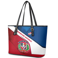 Dominican Republic Flag Leather Tote Bag with Map National Coat of Arms Island Silhouette - Wonder Print Shop