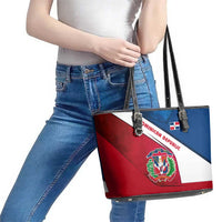Dominican Republic Flag Leather Tote Bag with Map National Coat of Arms Island Silhouette - Wonder Print Shop
