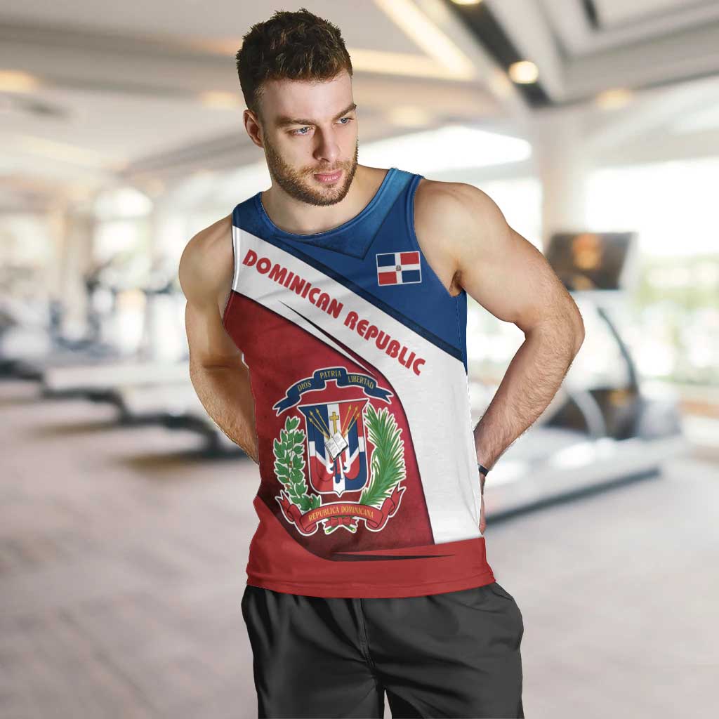 Dominican Republic Flag Men Tank Top with Map National Coat of Arms Island Silhouette - Wonder Print Shop