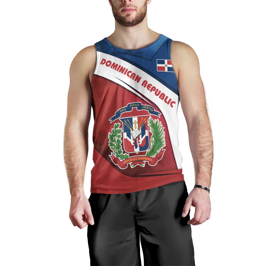 Dominican Republic Flag Men Tank Top with Map National Coat of Arms Island Silhouette - Wonder Print Shop