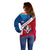 Dominican Republic Flag Off Shoulder Sweater with Map National Coat of Arms Island Silhouette - Wonder Print Shop