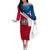 Dominican Republic Flag Off The Shoulder Long Sleeve Dress with Map National Coat of Arms Island Silhouette - Wonder Print Shop
