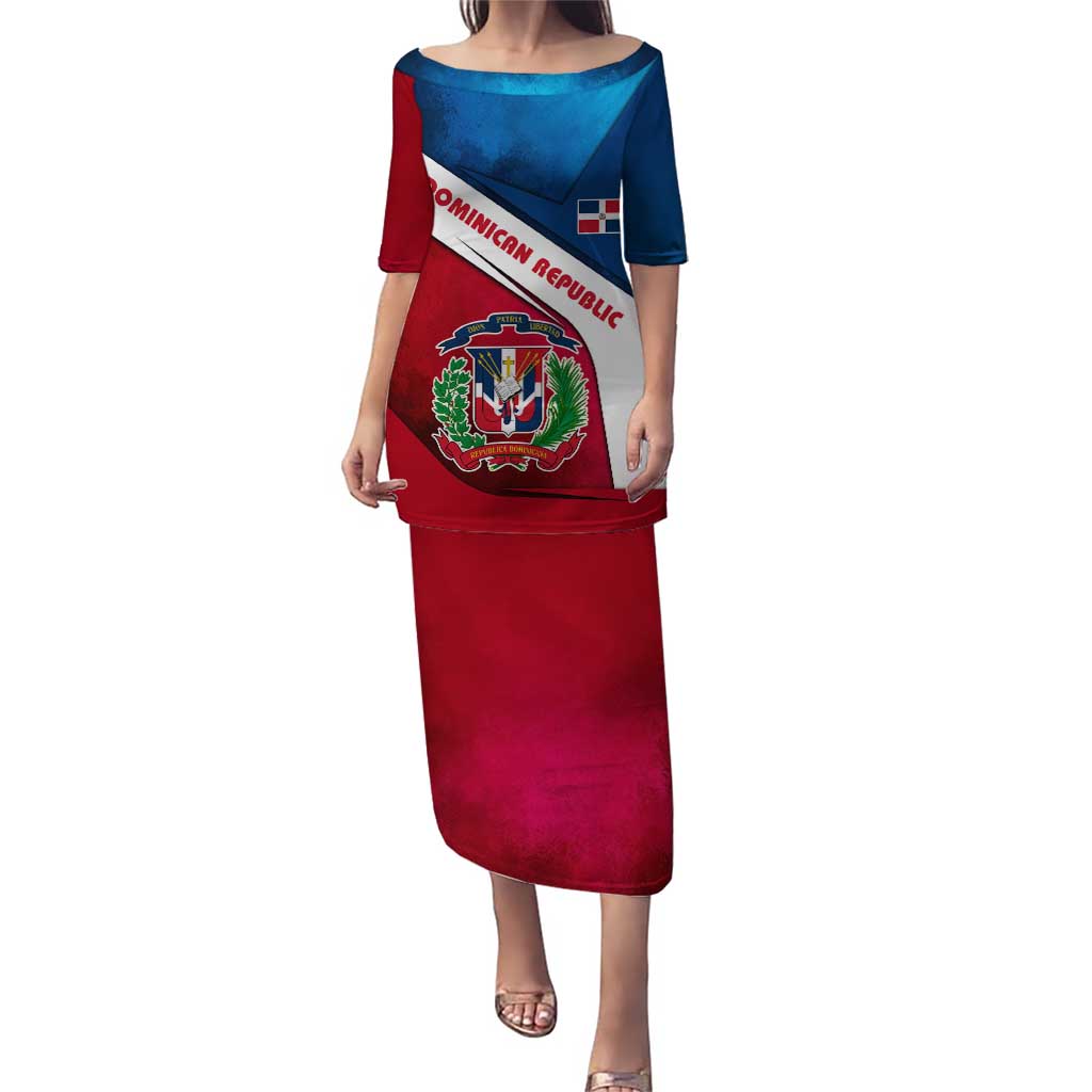 Dominican Republic Flag Puletasi with Map National Coat of Arms Island Silhouette - Wonder Print Shop
