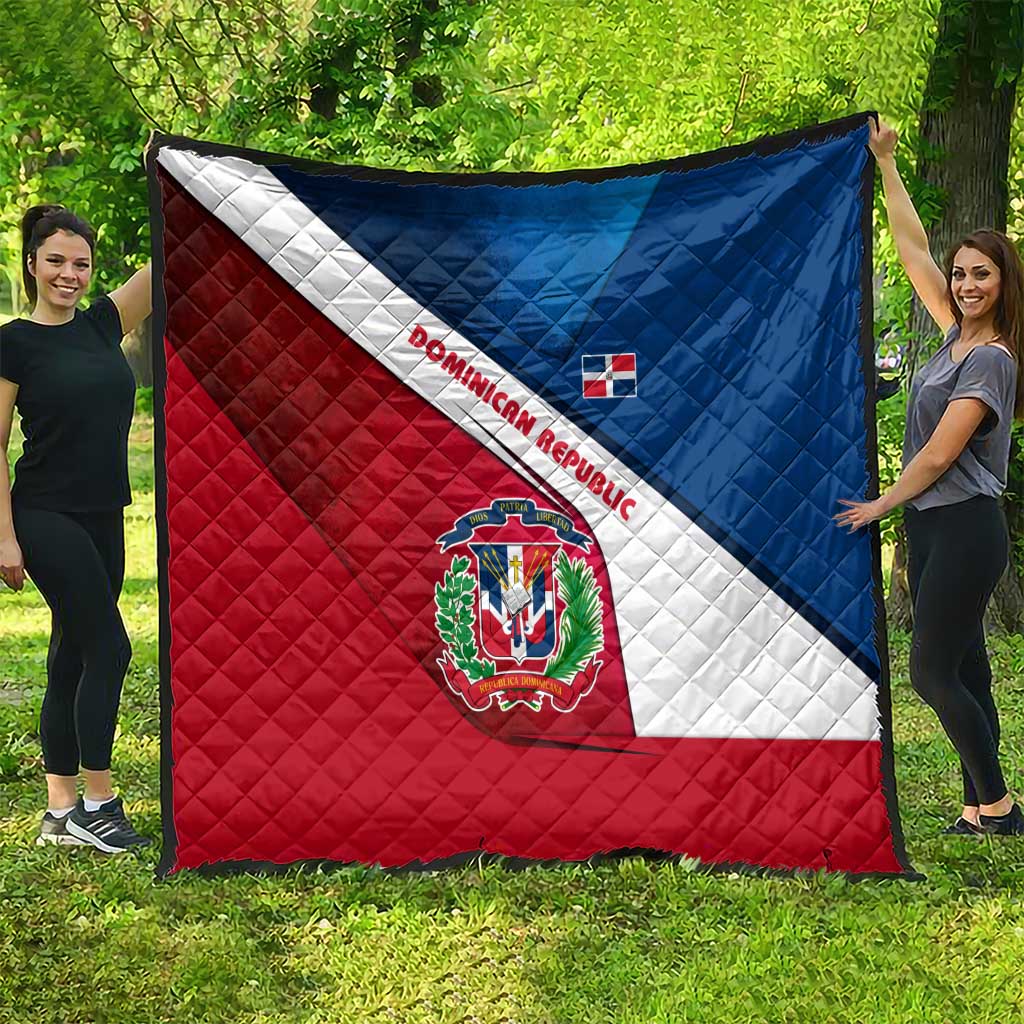 Dominican Republic Flag Quilt with Map National Coat of Arms Island Silhouette - Wonder Print Shop