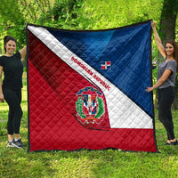 Dominican Republic Flag Quilt with Map National Coat of Arms Island Silhouette - Wonder Print Shop
