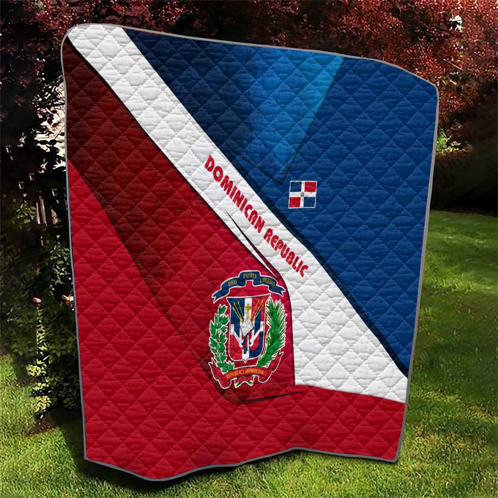 Dominican Republic Flag Quilt with Map National Coat of Arms Island Silhouette - Wonder Print Shop