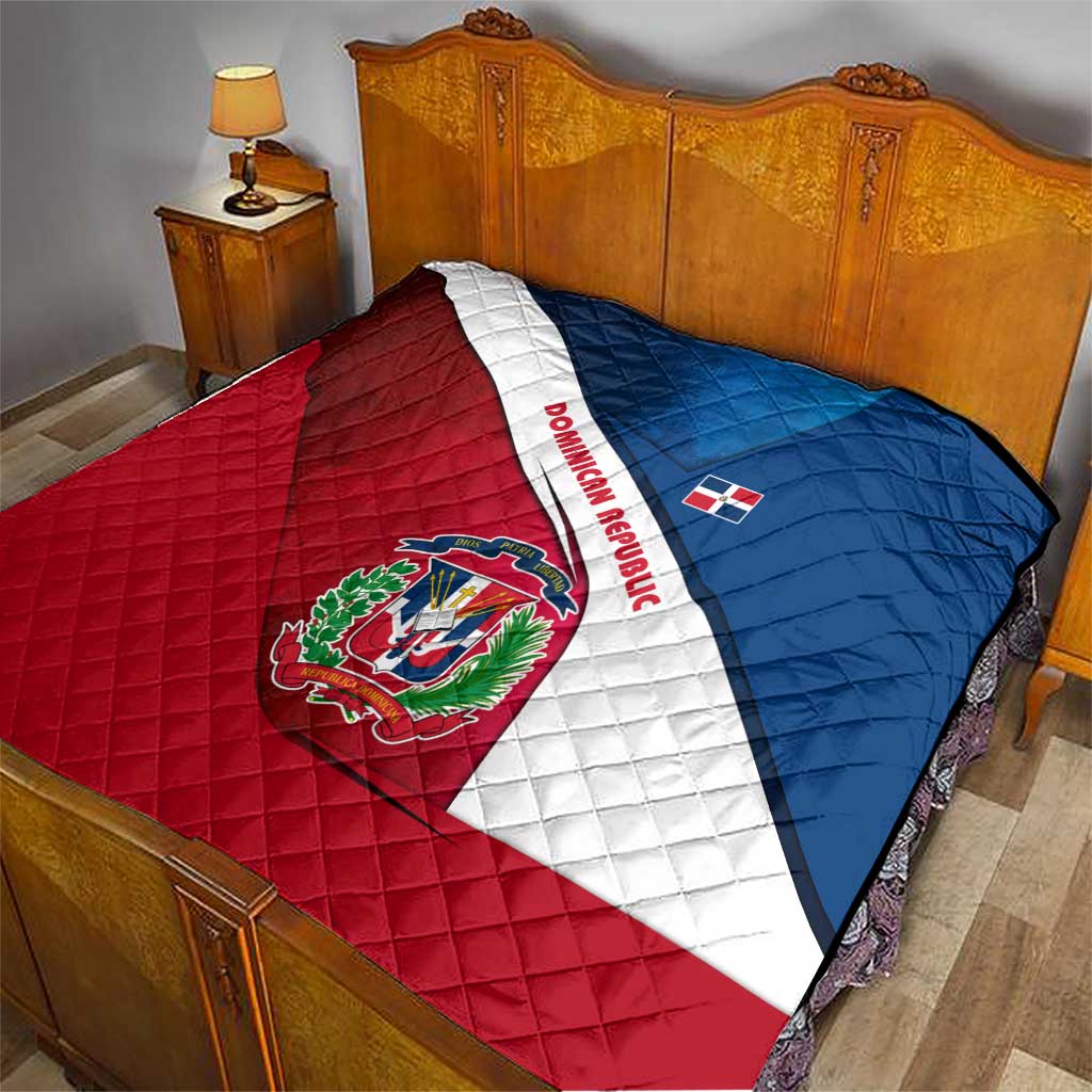 Dominican Republic Flag Quilt with Map National Coat of Arms Island Silhouette - Wonder Print Shop
