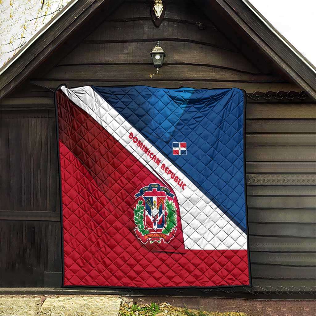 Dominican Republic Flag Quilt with Map National Coat of Arms Island Silhouette - Wonder Print Shop