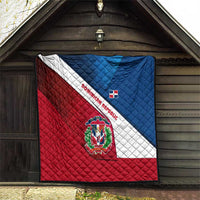 Dominican Republic Flag Quilt with Map National Coat of Arms Island Silhouette - Wonder Print Shop