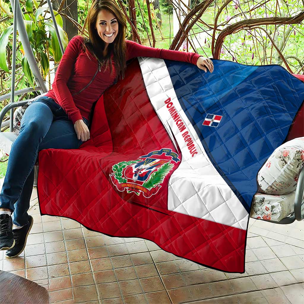 Dominican Republic Flag Quilt with Map National Coat of Arms Island Silhouette - Wonder Print Shop