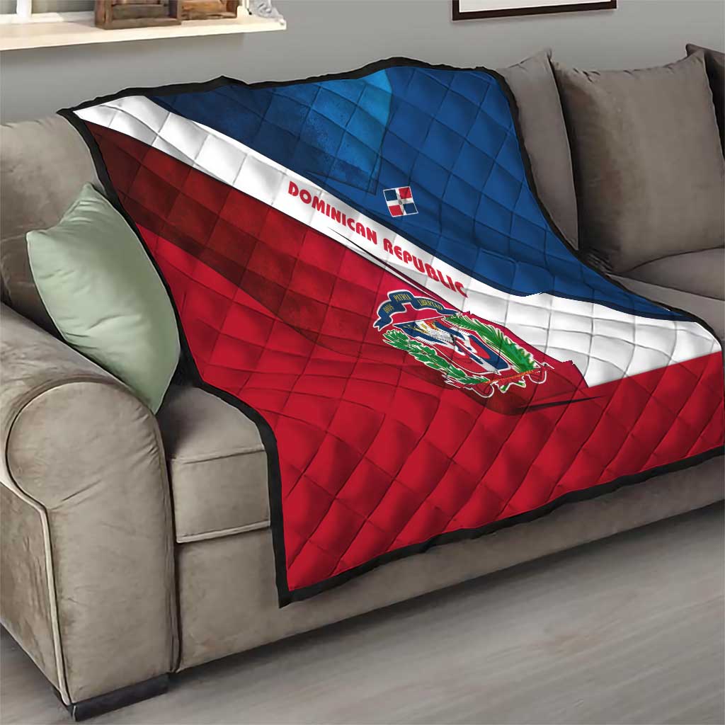 Dominican Republic Flag Quilt with Map National Coat of Arms Island Silhouette - Wonder Print Shop
