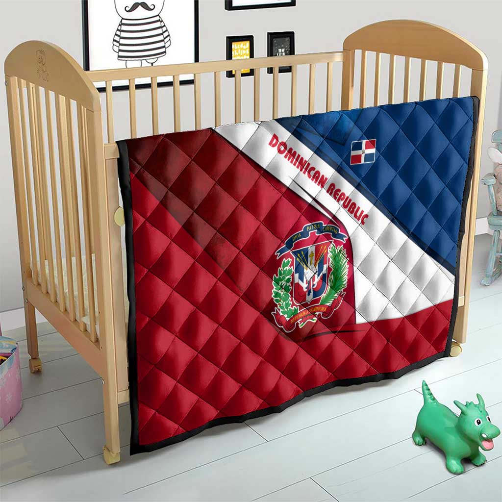 Dominican Republic Flag Quilt with Map National Coat of Arms Island Silhouette - Wonder Print Shop
