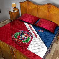 Dominican Republic Flag Quilt Bed Set with Map National Coat of Arms Island Silhouette - Wonder Print Shop