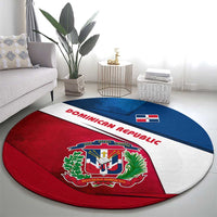 Dominican Republic Flag Round Carpet with Map National Coat of Arms Island Silhouette - Wonder Print Shop
