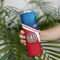Dominican Republic Flag Skinny Tumbler with Map National Coat of Arms Island Silhouette - Wonder Print Shop