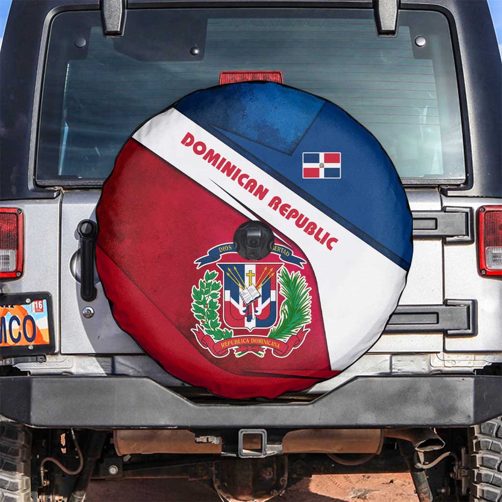 Dominican Republic Flag Spare Tire Cover with Map National Coat of Arms Island Silhouette - Wonder Print Shop