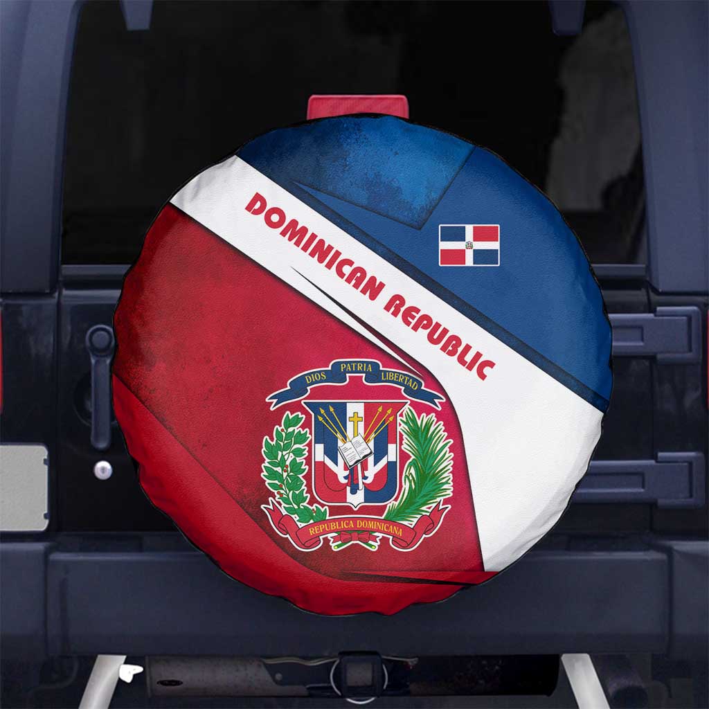 Dominican Republic Flag Spare Tire Cover with Map National Coat of Arms Island Silhouette - Wonder Print Shop