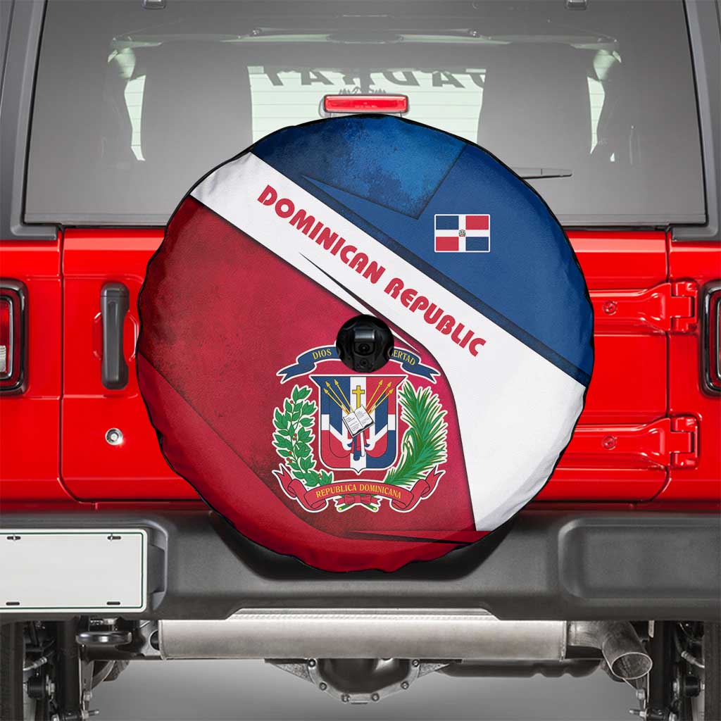 Dominican Republic Flag Spare Tire Cover with Map National Coat of Arms Island Silhouette - Wonder Print Shop