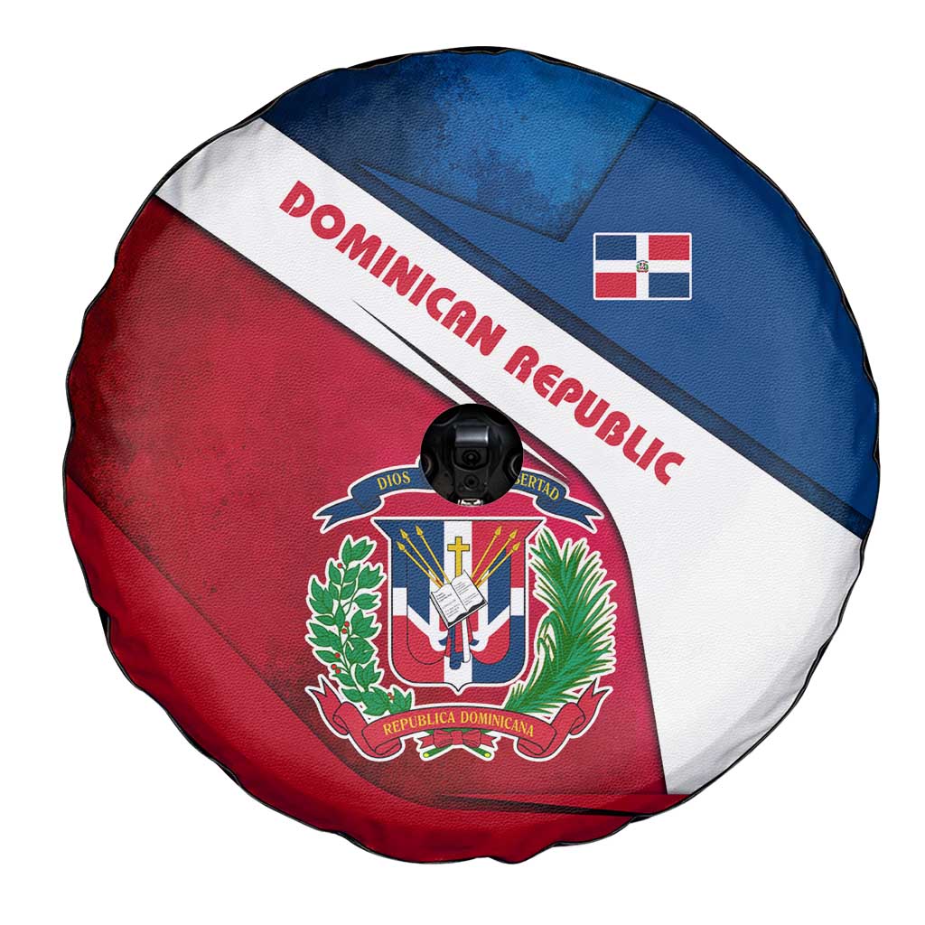 Dominican Republic Flag Spare Tire Cover with Map National Coat of Arms Island Silhouette - Wonder Print Shop