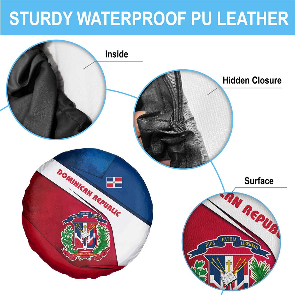 Dominican Republic Flag Spare Tire Cover with Map National Coat of Arms Island Silhouette - Wonder Print Shop