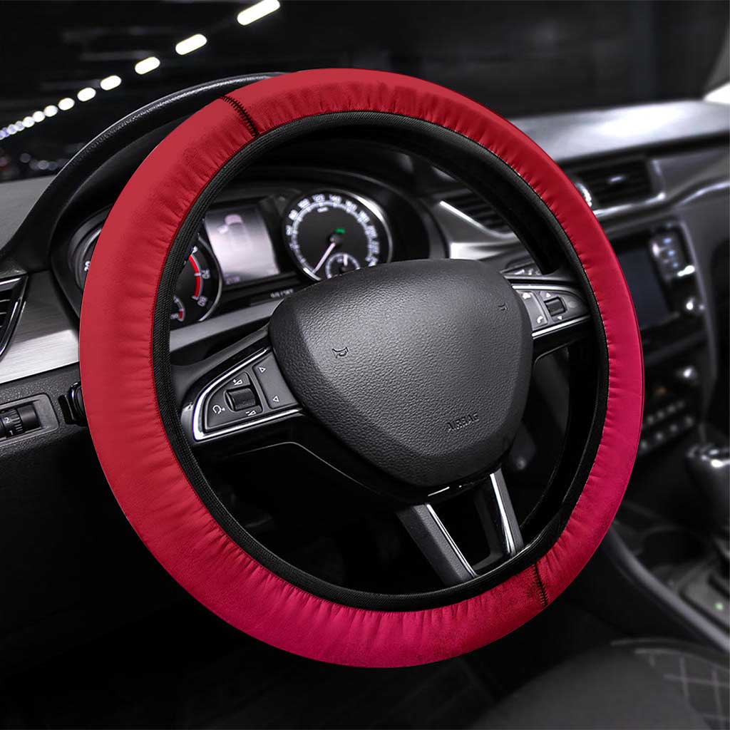 Dominican Republic Flag Steering Wheel Cover with Map National Coat of Arms Island Silhouette - Wonder Print Shop