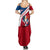 Dominican Republic Flag Summer Maxi Dress with Map National Coat of Arms Island Silhouette - Wonder Print Shop