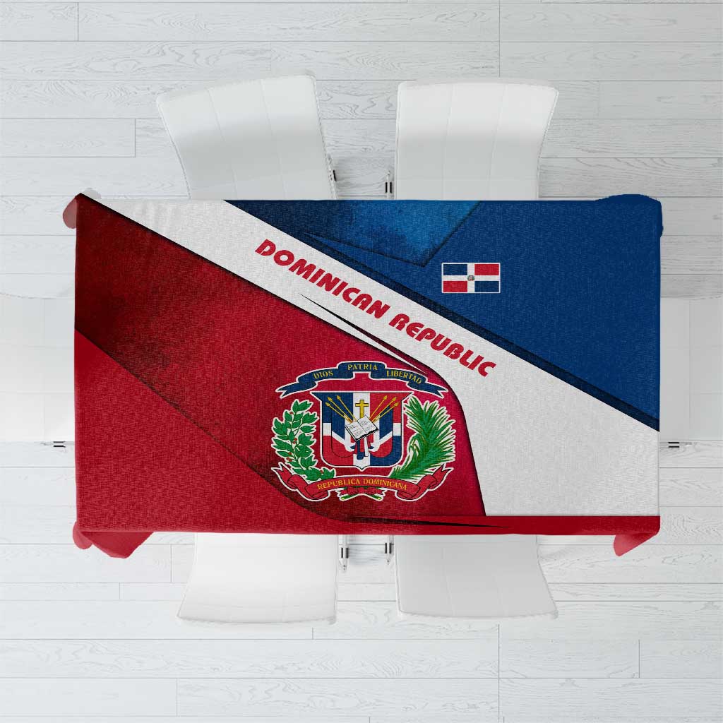Dominican Republic Flag Tablecloth with Map National Coat of Arms Island Silhouette - Wonder Print Shop