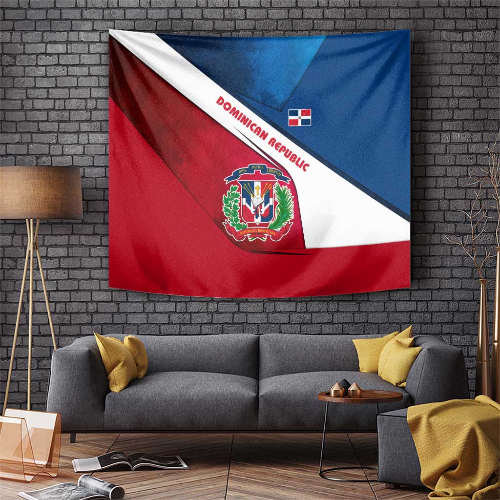 Dominican Republic Flag Tapestry with Map National Coat of Arms Island Silhouette - Wonder Print Shop